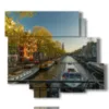 bild mit fotos von amsterdamer grachten ueber der bruecke - version: 6 pannelli 113x99cm