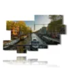 tableau avec photos des canaux d amsterdam au dessus du pont - version: 10 pannelli 188x117cm