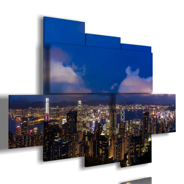 quadro con foto Hong Kong skyline