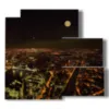 painting with photos london night full moon - version: 5 pannelli 102x93cm