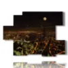 quadro con foto londra notte luna piena - version: 6 pannelli 129x94cm