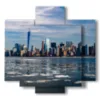 tableau de new york arrivant de la mer - version: 5 pannelli 89x85cm