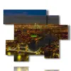 tableau de lumieres avec photos londres le soir - version: 6 pannelli 127x102cm