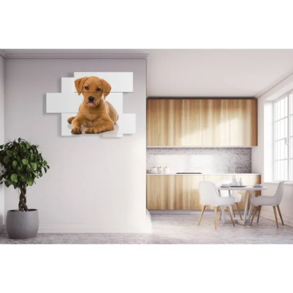 Paintings with a dog sticking out its tongue