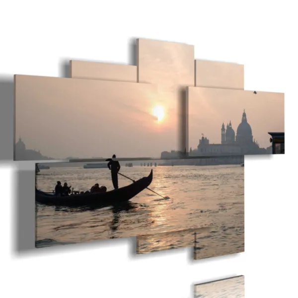 Cuadros de la laguna de Venecia al atardecer