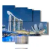 seefoto von singapur in bild bei nacht beleuchtet - version: 5 pannelli 104x90cm