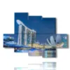 singapore foto mare nel quadro illuminato a notte - version: 6 pannelli 135x96cm