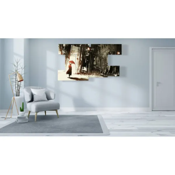 Gemalte Städte im Regen