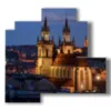 painting with photos city at night prague - version: 4 pannelli 83x78cm