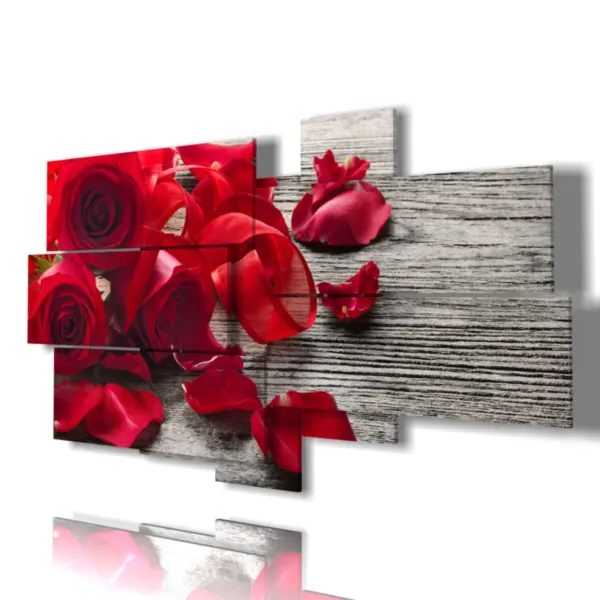 quadri di rose rosse su tela