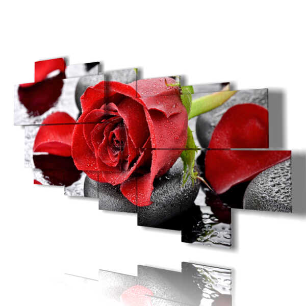 tableaux modernes roses rouges en pierres noires