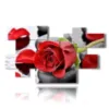 modern paintings red roses in black stones - version: 11 pannelli 207x119cm