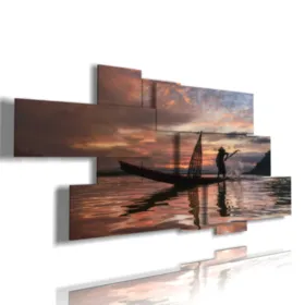 Cuadro con imágenes modernas abstractas del pescador.