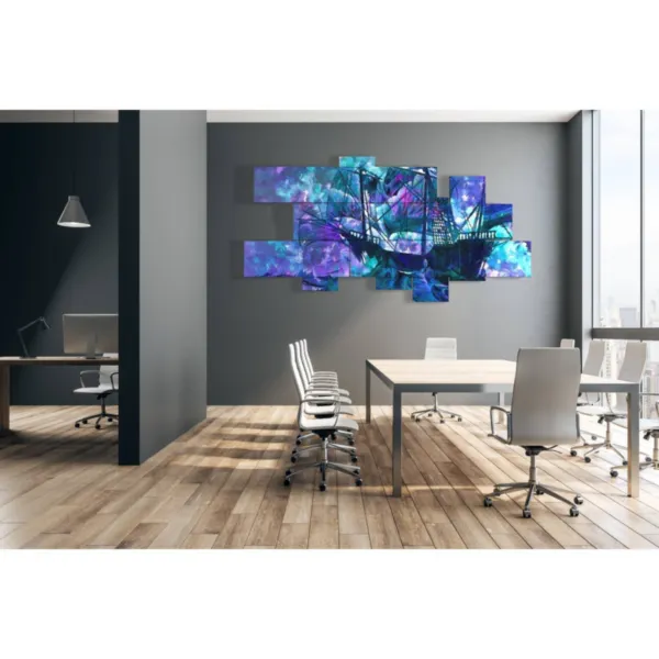 Decorated with nature-themed paintings.