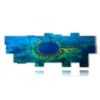 painting with painted blue sea and the chasm in the caribbean sea - version: 19 pannelli 306x116cm