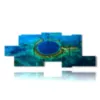 painting with painted blue sea and the chasm in the caribbean sea - version: 12 pannelli 263x102cm