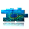 painting with painted blue sea and the chasm in the caribbean sea - version: 10 pannelli 200x106cm