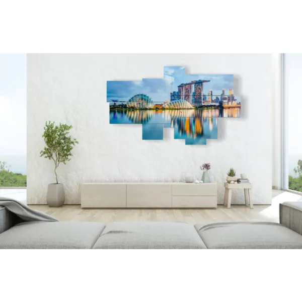 Foto der Singapore-Skyline bei Sonnenuntergang