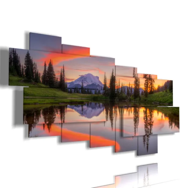 Cuadros amanecer sobre el lago