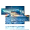 bild meer und himmel in einem sommerlichen sonnenuntergang - version: 5 pannelli 128x85cm