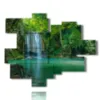 bilder mit wasserfaellen im gruenen - version: 12 pannelli 179x146cm