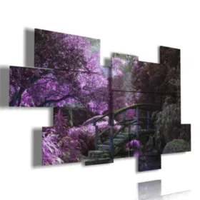 cuadros modernos florales en un mundo morado