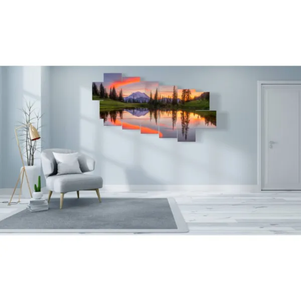 peintures du lac au lever du soleil