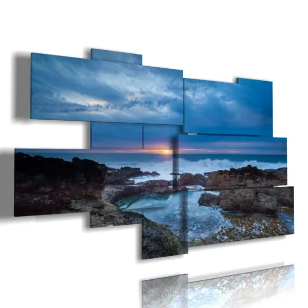 Gemälde mit Sonnenuntergang am Meer