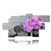 cuadros con flores de orquideas purpuras en las piedras - version: 9 pannelli 209x107cm