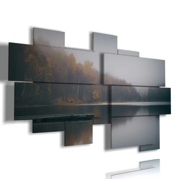 quadri lago immerso nella nebbia