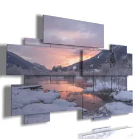 quadri paesaggio invernale al tramonto