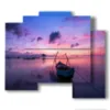 paintings sea and boats in a dream sunset - version: 5 pannelli 89x77cm