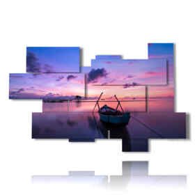 tableaux mer et bateaux dans un coucher de soleil de rêve