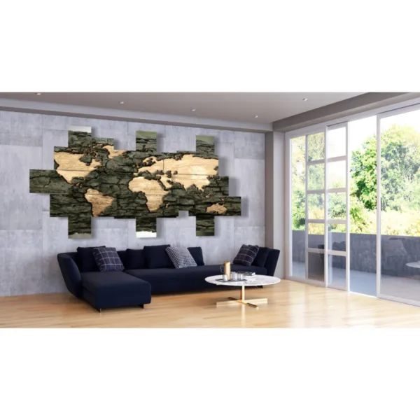 Weltkartenbilder aus Holz