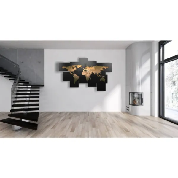 Wandbild mit goldenem Weltmotiv