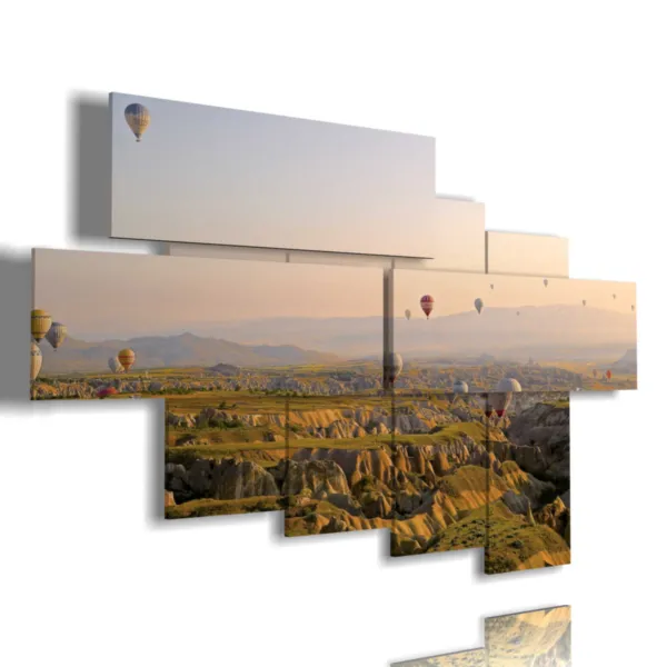 Paintings of hot air balloons in flight