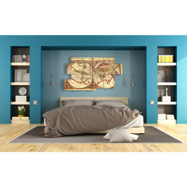 furniture with a world map picture