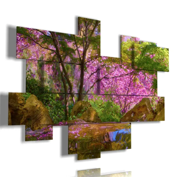 Modern paintings with cherry blossom flowers