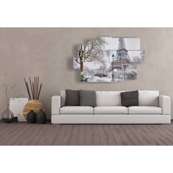 quadro con foto di Parigi con la neve in bianco e nero