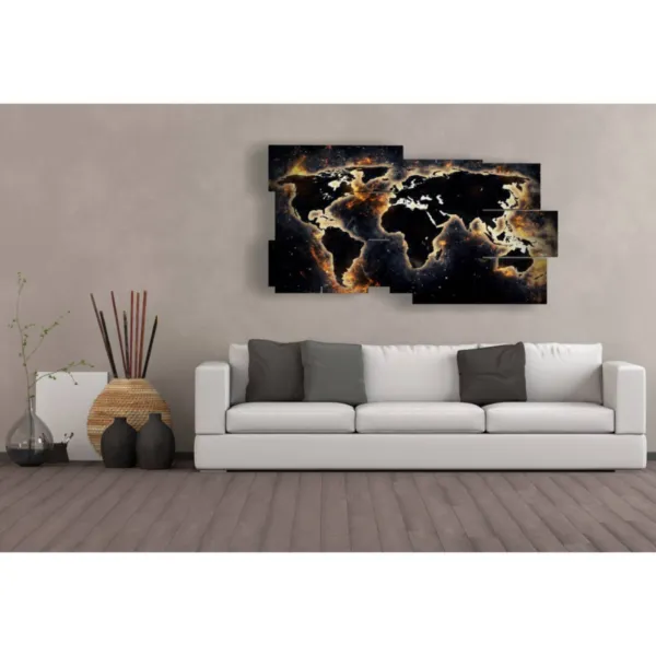 Wanddekoration Welt schwarz