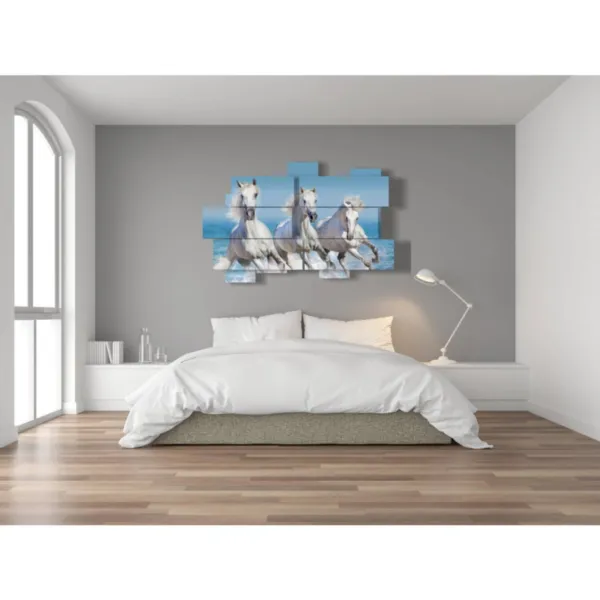 painting of a white horse by the sea