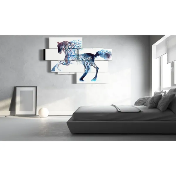 paintings of galloping horses in a gold frame