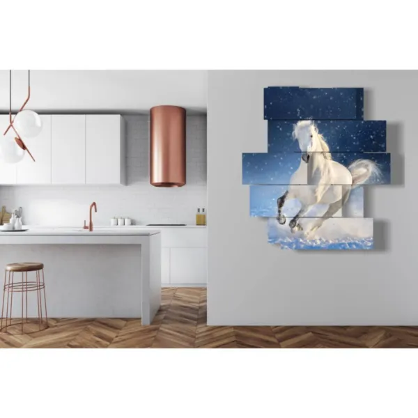 design interni con quadro cavallo bianco