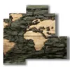 paintings modern world map in wood - version: 4 pannelli 83x78cm