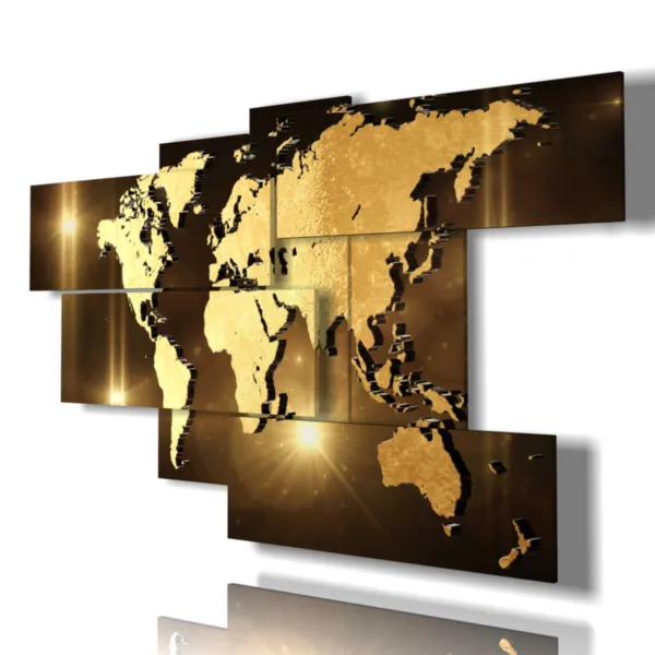 wall-mounted world map paintings