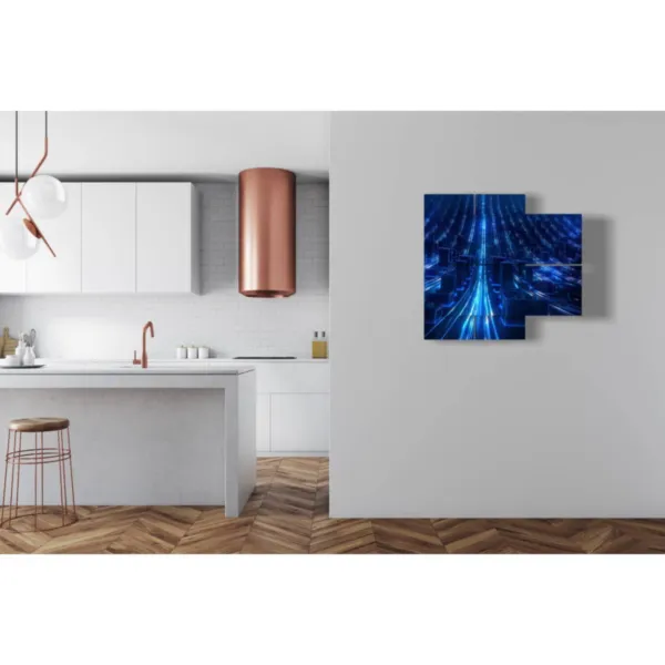 abstract prints of a luminous blue street