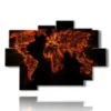 painting planisphere in the fire - version: 9 pannelli 164x114cm