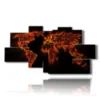 tableau planisphere en feu - version: 8 pannelli 184x97cm