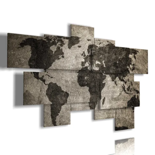 quadri componibili mappamondo bianco e nero