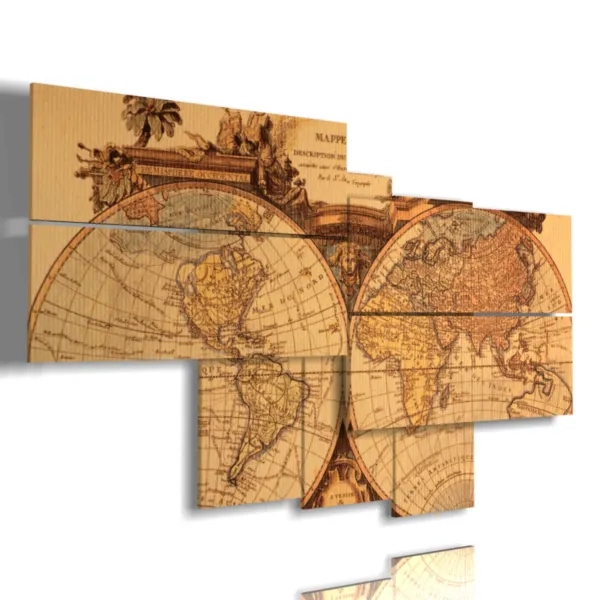 Cuadros mappamundo vintage en 3D